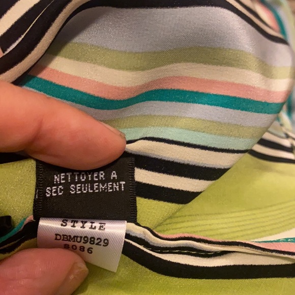 Dana Buchman Vintage Silk Striped 70’s Blouse in Lime Green - Picture 8 of 8